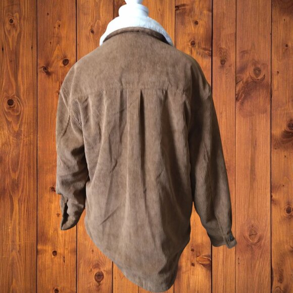 ASHLEY BY 26 INTERNATIONAL WOMEN'S MEDIUM BROWN CORDUROY JACKET POCKETS - Picture 7 of 7